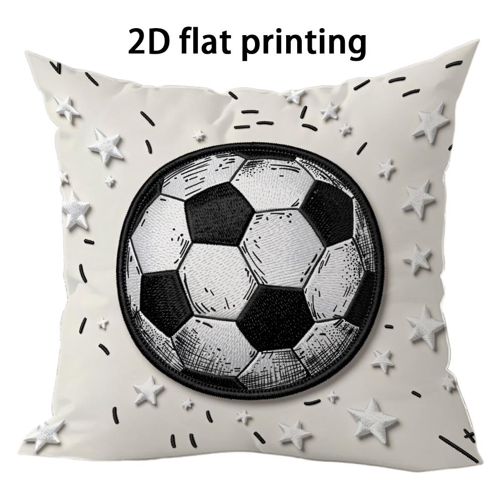 1pc Soccer Themed Throw Pillow Covers 2D Flat Printed Football Decorative Cushion Cases For Sports Fans Home Bedroom Decor