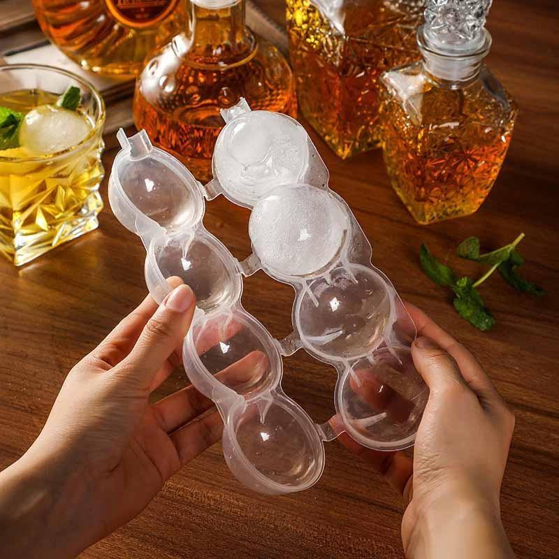 1Pc/2Pcs New 4 Hole Ice Cube Makers Round Ice Hockey Mold Whisky Cocktail Vodka Ball Ice Mould Bar Party Kitchen Ice Box Ice Cream Maker Tool