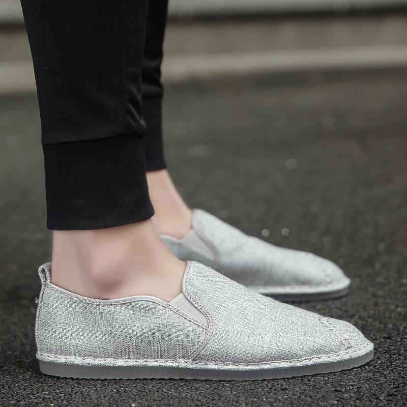 Beige White Breathable Linen Casual Mens Shoes Cloth Shoes Canvas Summer Leisure Flat Driving Shoes Walking Size 44