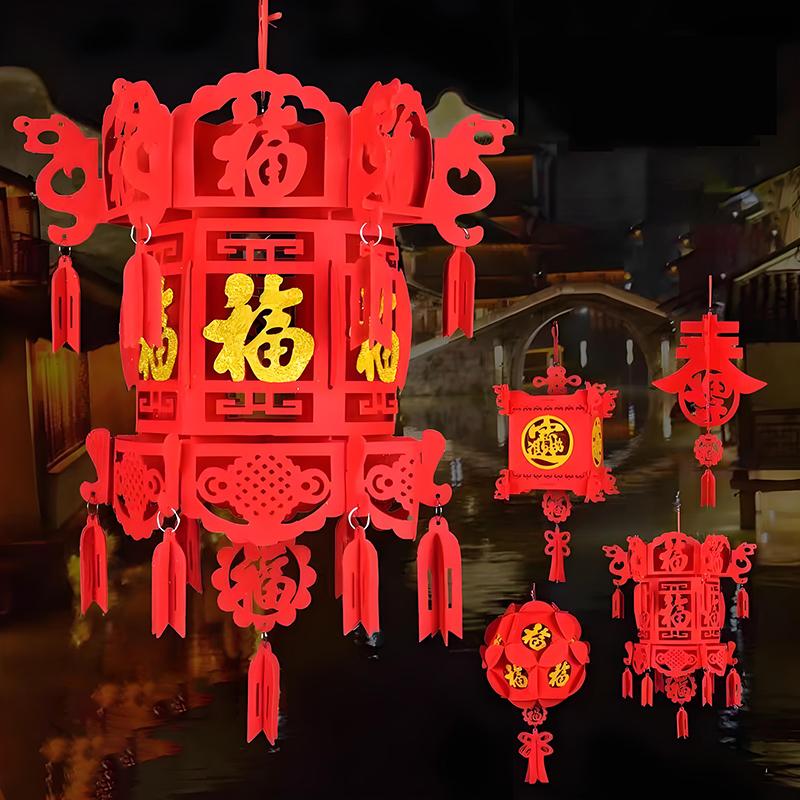 Čínské červené papírové lucerny Festivalové dekorace Oslavné potřeby Vodotěsné Různé velikosti Pro Rok