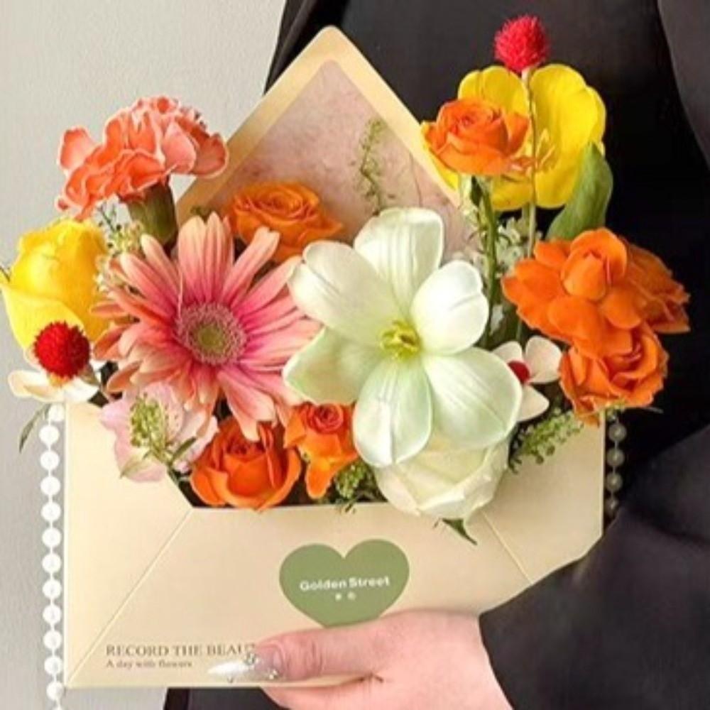 5 Pieces Romantic Flower Gift Box Portable Gift Wrapping Box Envelope Floral Box Mother's Day
