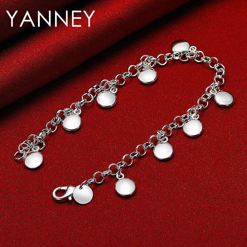 925 Sterling Silver 8-inch Delicate Round Bracelet for Women, a Fashionable Jewelry Gift for Weddings