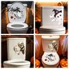 Waterproof Halloween Wall Stickers Toilet Sticker, Ghost And Skeleton Print Decals, PVC Easy Bathroom Decals Peel Stick Spooky Stickers, for