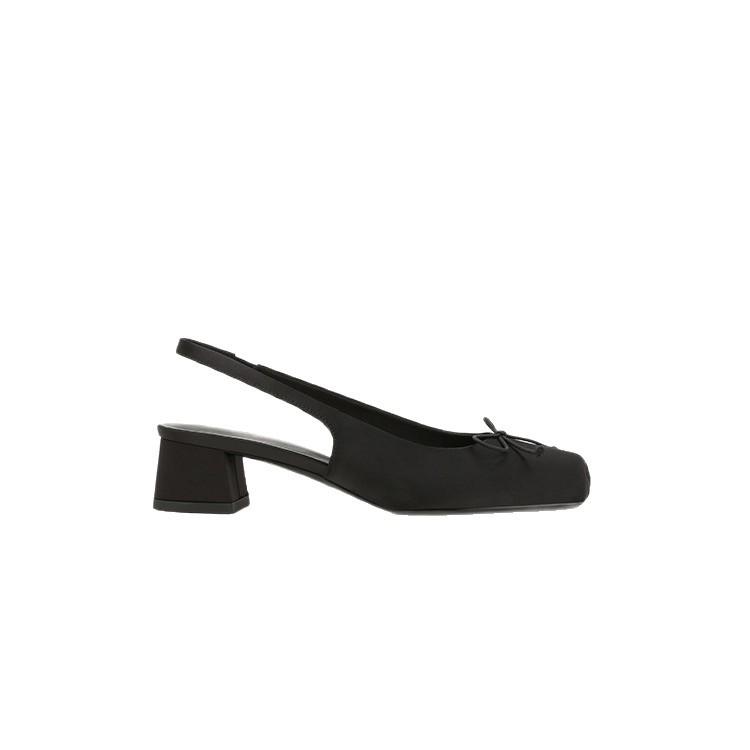 Su Yinyin Has the Same Style of Satin Square Head Pig Nose Bow High Heel Ballet Shoes Female Sweet Temperament Bag Head Empty Sandals