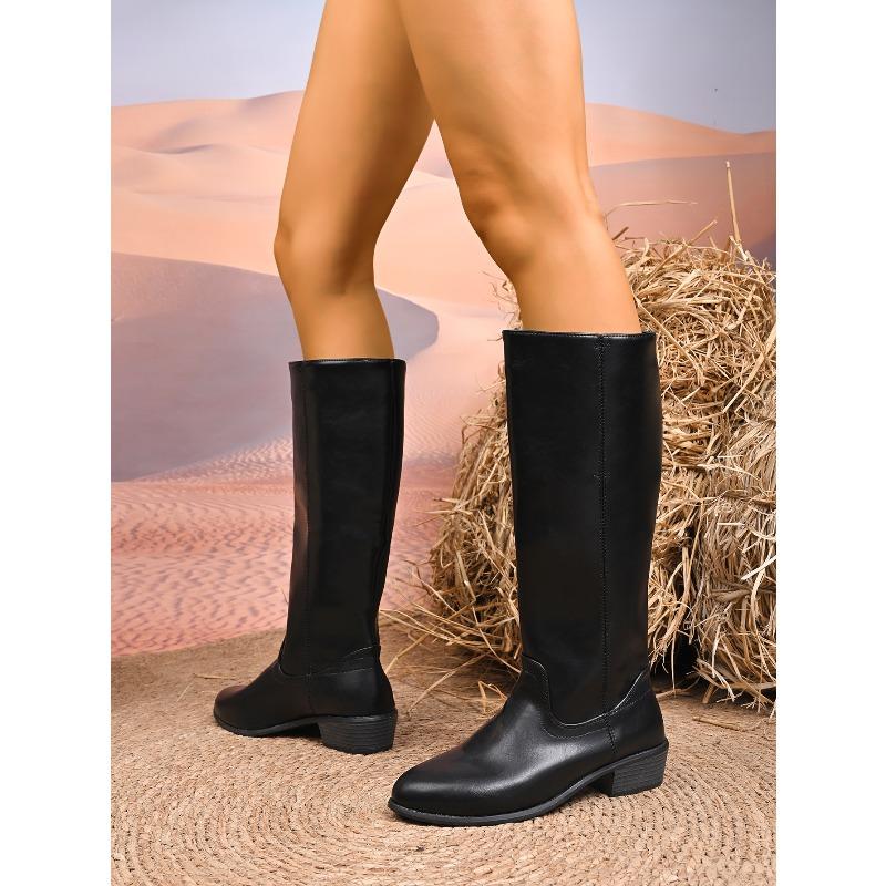 Retro Low-heeled Knight Boots 2025 Winter New British Style Sleeves Are No More Than Knee-length Boots for Women
