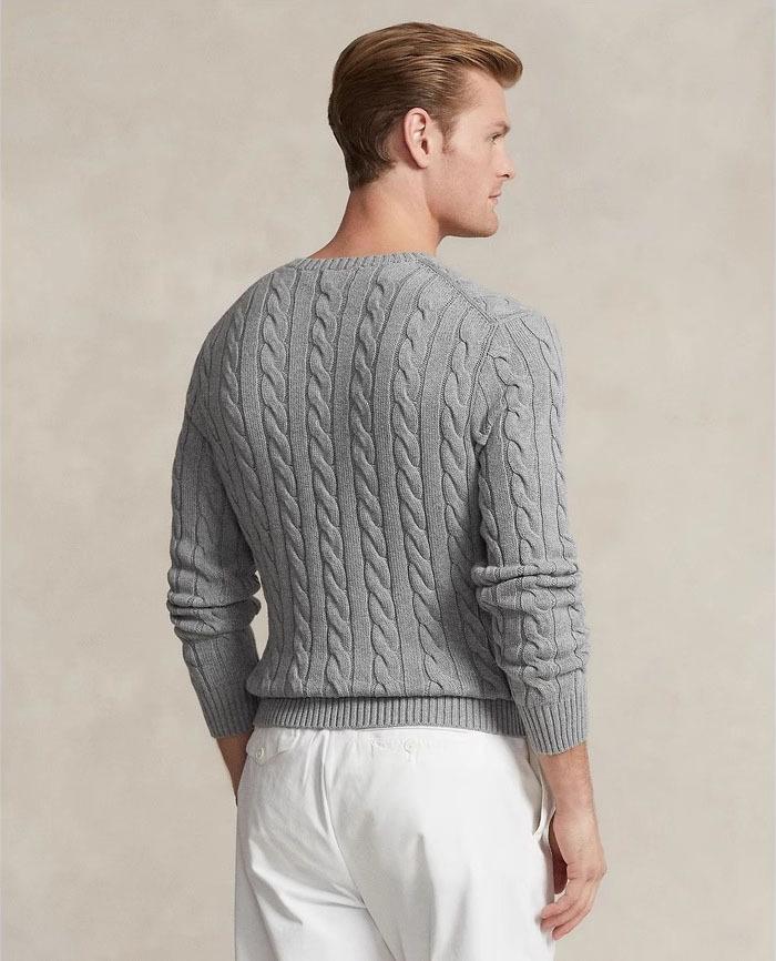 RL Ralph Lauren Pony Logo Crew Neck Knit Sweater - Men's & Women's Warm Autumn/Winter Cable Knit Pullover