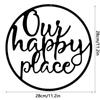 1pc Our Happy Place Metal Wall Sign – Elegant Outdoor Plaque, Stylish Metal Wall Hanging Art for Home Decor, Charming Wall Sign