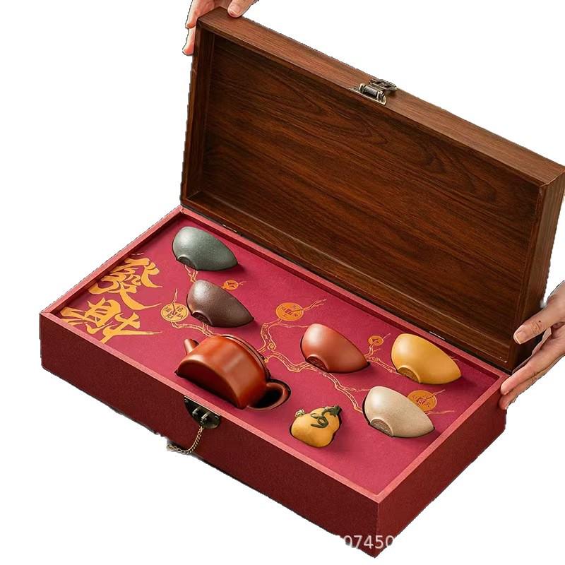 Yixing Zisha Gold Ingot Teapot Set: One Pot, Five Cups, Gongfu Style