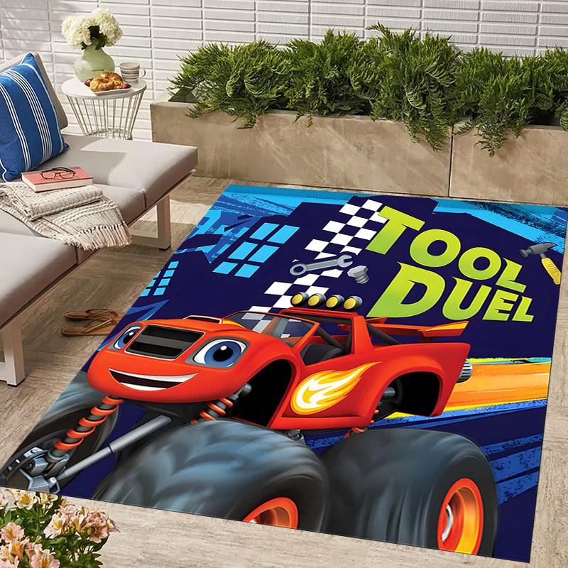 1pc Blaze and the Monster Machines Design Area Rug - Non-Slip, Soft & Cozy Floor Mat for Living Room, Bedroom, Office - Indoor/Outdoor Decorative Carp