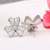 Stainless Steel Earrings with Zircon Flowers Female Crystal from Austrian Sweet Temperament Fine Jewelry Women