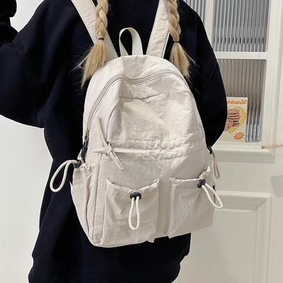 Schoolbag New Junior High School College Student Backpack Women's Leisure Travel Shopping Backpack Large Capacity Pleated Bow Schoolbag