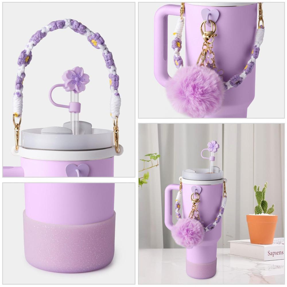 7pcs/set Flower Pattern Cup Accessories Set Multiple Color Cup Decoration Set  Tumbler
