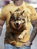 Fashion Street Style Men's Crew Neck T-shirt Fierce Wolf Graphic T Shirts for Men 3d Printed Breathable Tops Summer Casual Tees