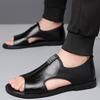 Sandalias casuales sin cordones para hombre, zapatos negros con punta abierta y suela de goma, sandalias con tiras para uso al aire libre en primavera y verano