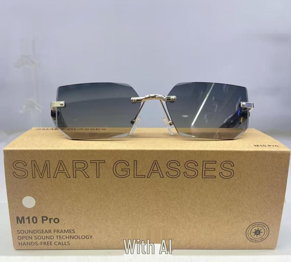 AI Smart Bluetooth Frameless Sunglasses with UV Protection and Photochromic Lenses, for Music and Calls
