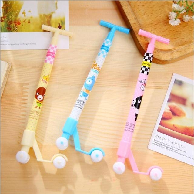 4pcs Creative Novelty Cartoon Scooter Shape Ballpoint Pens Stationery Cute Ball Point Pen Office Sup