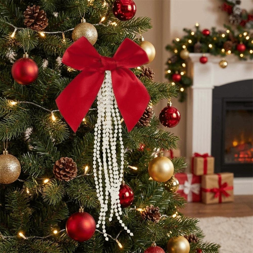 DIY Schleife Perlen Hängender Anhänger Band Weihnachtsbaumschmuck Neujahrsgeschenk