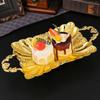 Fruit Tray, Alloy Cake Plate, Golden Exquisite Portable Hand Snack Disc,Nuts Organizer Living Room Party Desktop Decoration 28cm