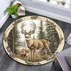 Deer Forest Round Area Rug,Carpet Rug for Living Room Bedroom Sofa Playroom Decor,Non-slip Floor Mat