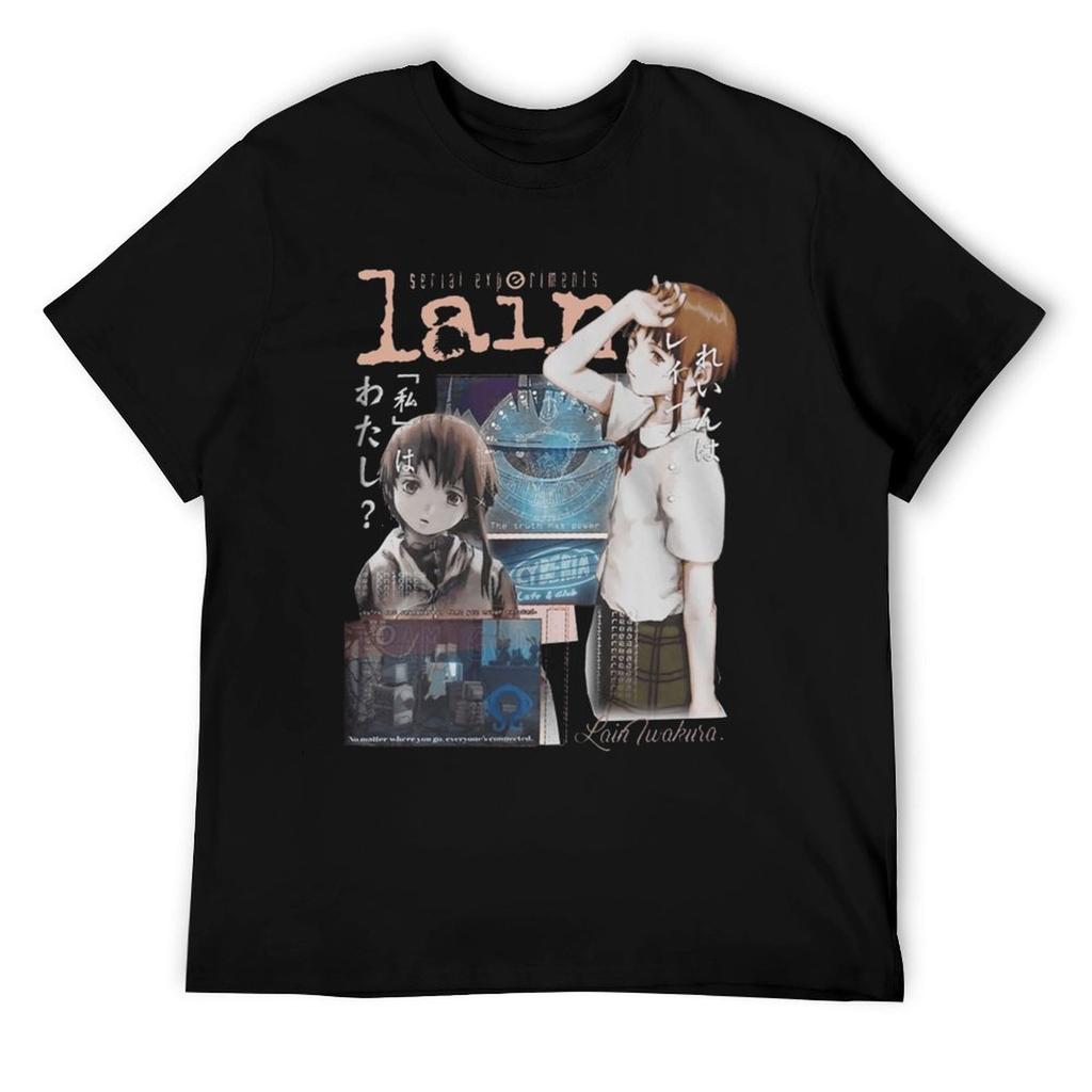 TV Serial Experiments Lain T-Shirt Men Iwakura Manga Sci FI Short Sleeve Tshirts Clothes Black M Black