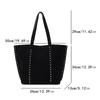 Yogodlns Designer Rivet Faux Suede Underarm Shoulder Bag Large Capacity Shopper Tote Bag Winter Handbags Coffee Black