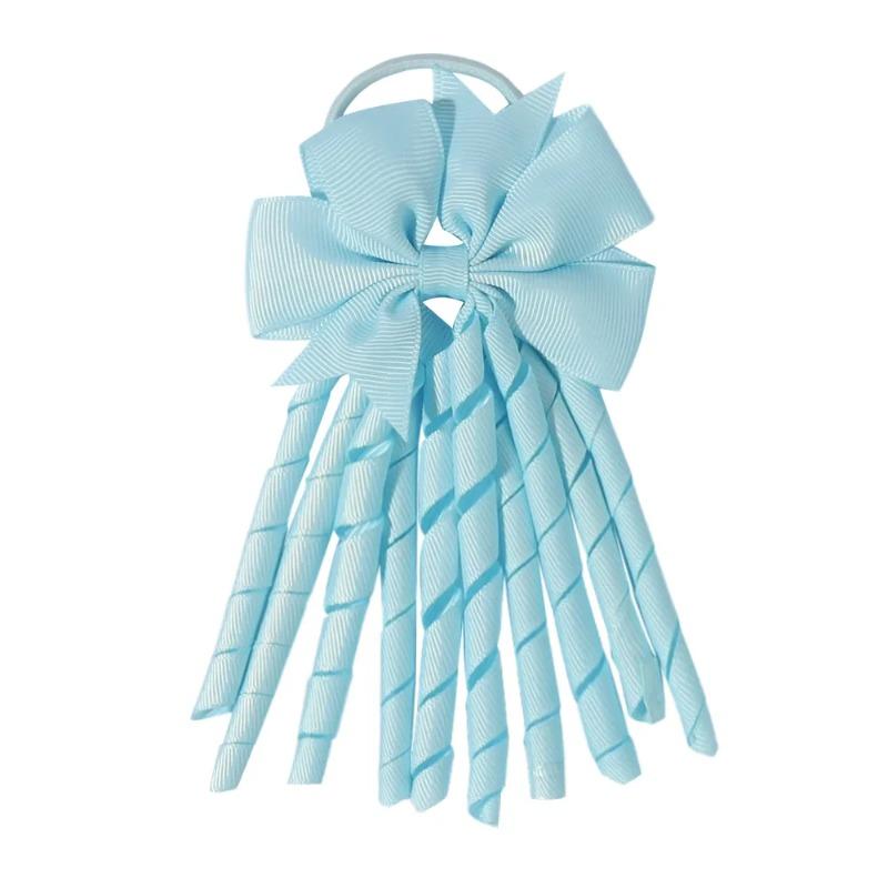 Ribbon-Tassel Hairbands Popular Sweet Cute Rainbow Curly Ribbon Double Ponytail Holder Baby Girls Rubber Bands Hair Accessories