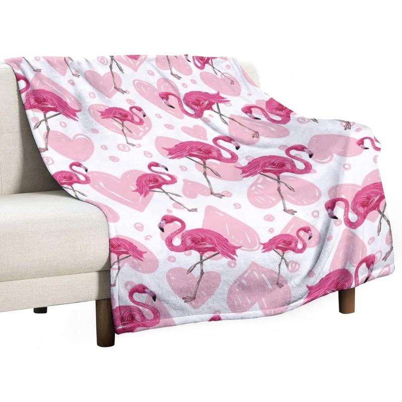 Flamingo Blanket Gifts - Cute Flamingo Throw for Kids - Light Pink Cozy Fuzzy Plush Blankets for Sofa