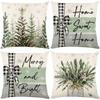 Green Christmas Wreath Pillow Cover Letter Printed Polyester Sofa Cushion Cover Living Room Decorative Cushion