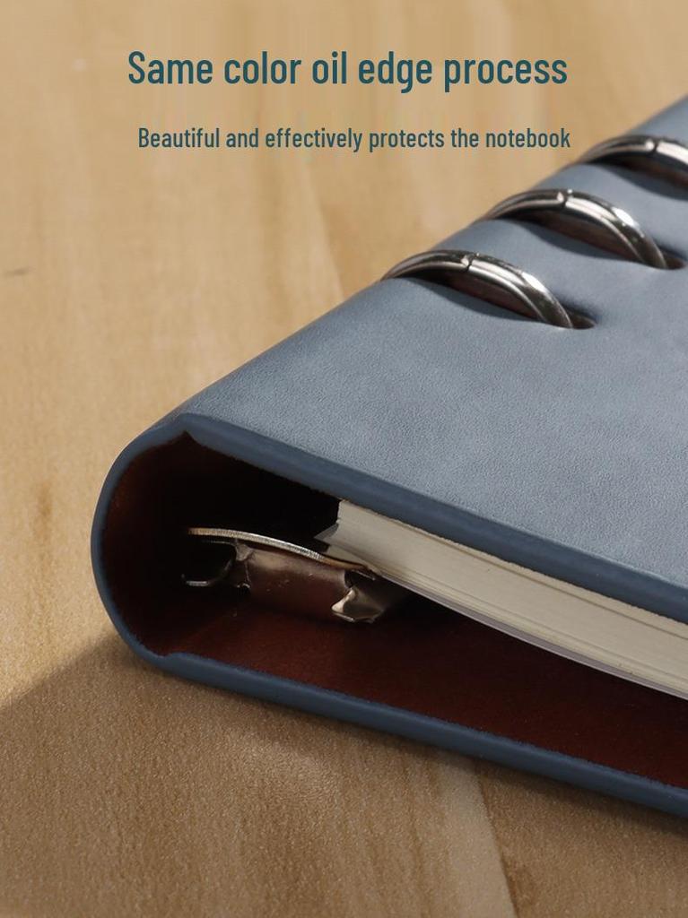 A5 Leather Business Notebook with Logo Printing, Thick Ring Binder & Buckle Closure - Perfect for Office Notes
