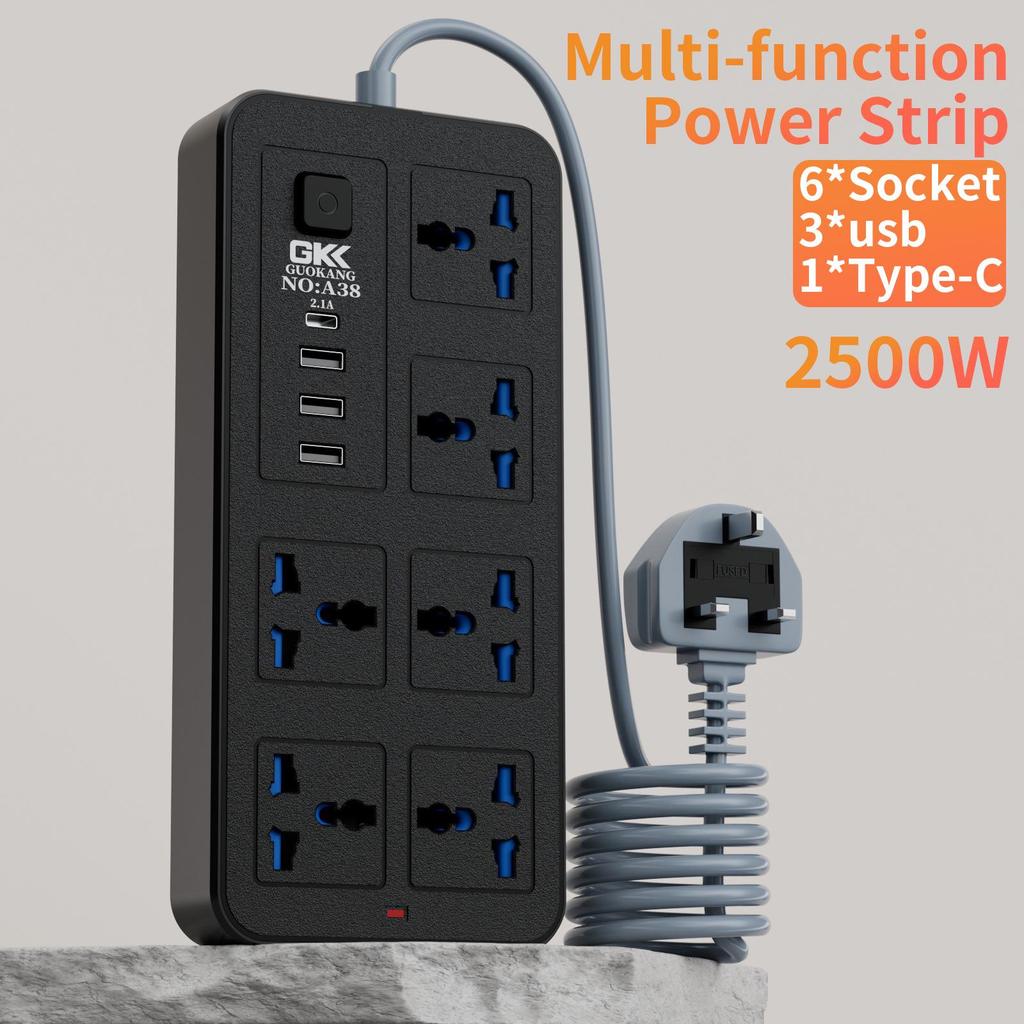 UK Standard Power Strip: Multi-Socket Panel with USB and Extension Cord