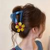 Triangle Hair Claw Clip With Cute Yellow Flower Decoration Strong Grip For Daily Wear Parties Travel Outings