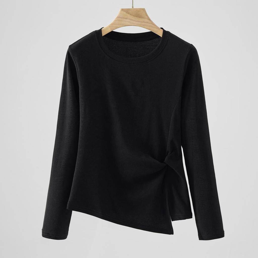 "2025 Autumn/Winter French Slim Fit Long Sleeve Women's Base Layer Tee”