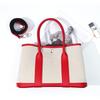 Niche high-end women's leather handbag, first-layer cowhide large-capacity canvas contrasting color garden tote bag