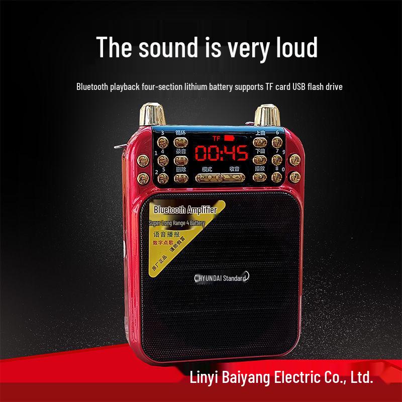 Curated Bluetooth Amplifier: Multifunctional Portable Speaker with High Volume, Card Insertion, Radio, and Four-Battery Power.