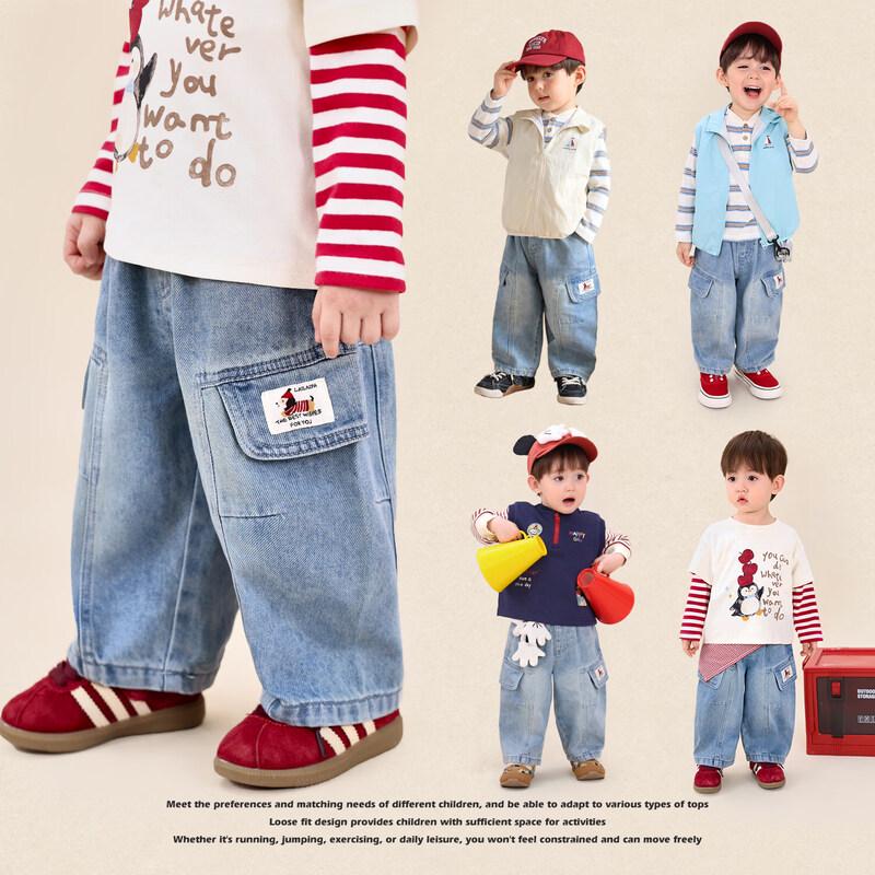 LUSONBABY Baby Boys' Loose Fit Denim Workwear Pants