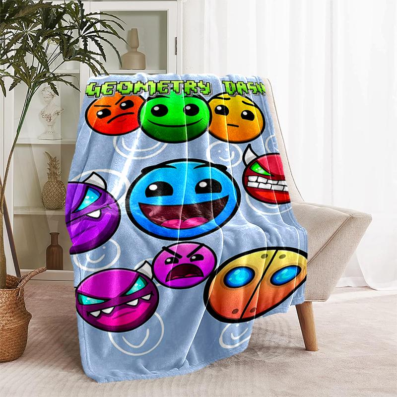 1pc Blanket Geometry Dash1 Print Design, Lightweight Blanket for Sofa, Bed- Soft &Warm, Gift for All Seasons like Christmas, Halloween