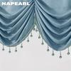 NAPEARL – tête de rideau à bordure en perles, couleur unie, à la mode et luxueuse, pour salon, cantonnière de fenêtre pour chambre à coucher, 1 pièce