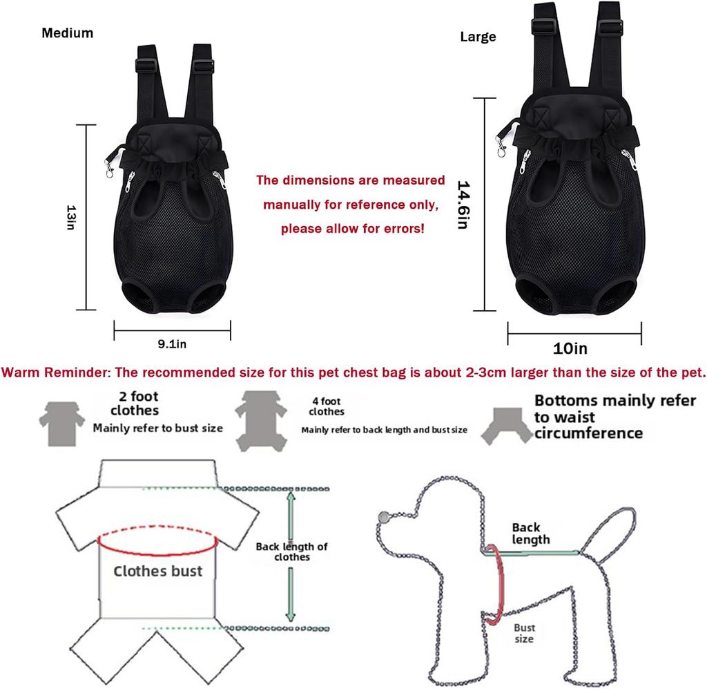 Pet Carrier Backpack for Small Medium Dogs Cats 5-18 Lbs, Legs Out, Adjustable Pet Front Carrier for Hiking Camping Traveling