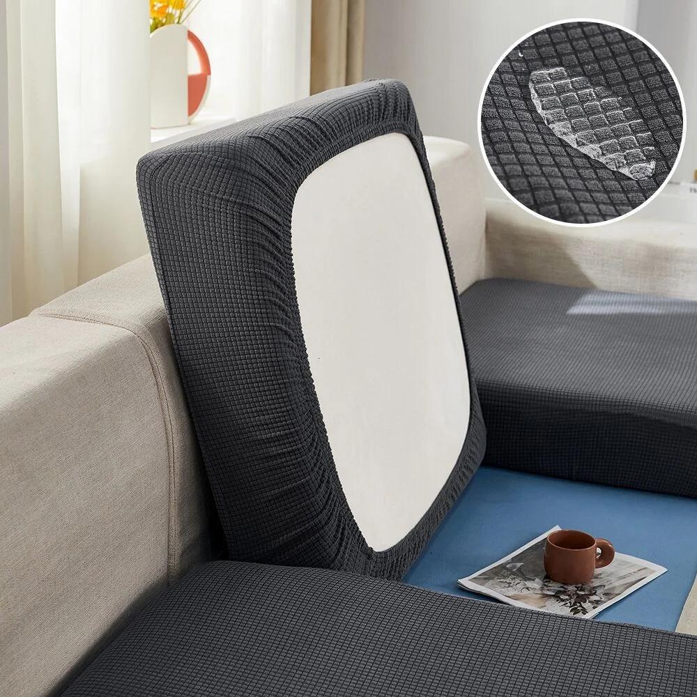 Waterproof Jacquard Sofa Seat Cushion Cover, Polar Fleece, Elastic, Removable, Couch Cover, Pets, Kids, Furniture Protector