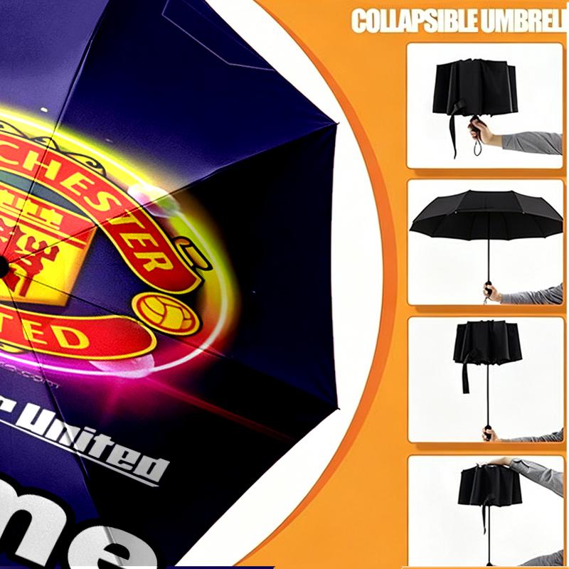 Custom Name Personalized Manchester City FC Print Umbrella, Auto Open Close, 8‑Rib Sturdy Frame, Commute Camping Hiking Use, Birthday Gift