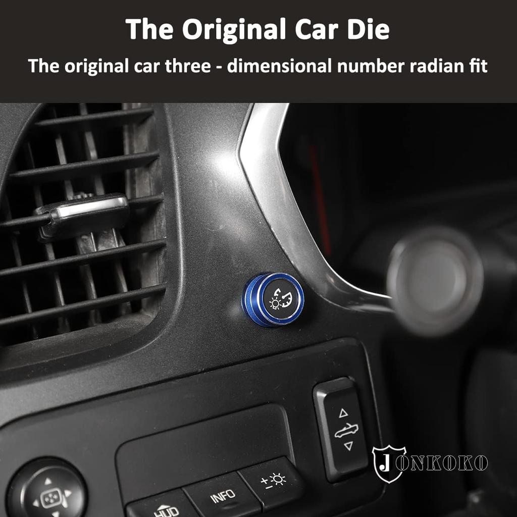 Alloy Car Light Wiper Lever Knob Circle Trim Stickers for Chevrolet Corvette C7 2014-2019 Car Dashboard Bright Adjustment Head Lever Trim (Blue)