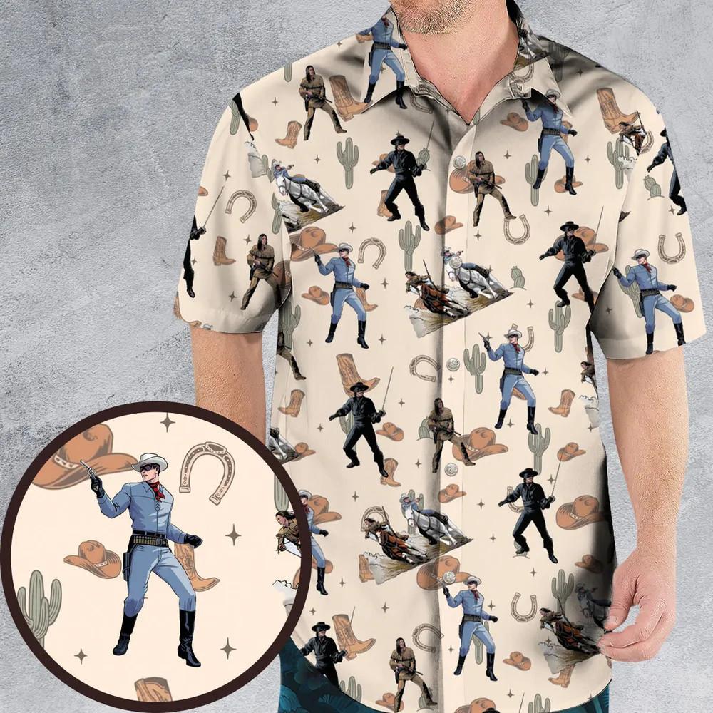 Old Western The Lone Ranger Zorro Tarzan Hawaiian Shirt Unisex T-Shirt XXXXL