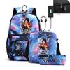 Riman Zaino con lucchetto USB ONE PIECE borsa a tracolla borsa da scuola per studenti astuccio set da tre pezzi uomo e donna
