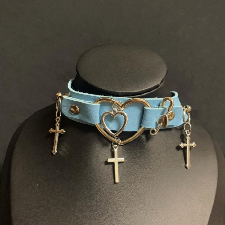 Δερμάτινο Κολιέ με Σταυρό Κολιέ Choker Σταυρός για Γυναίκες