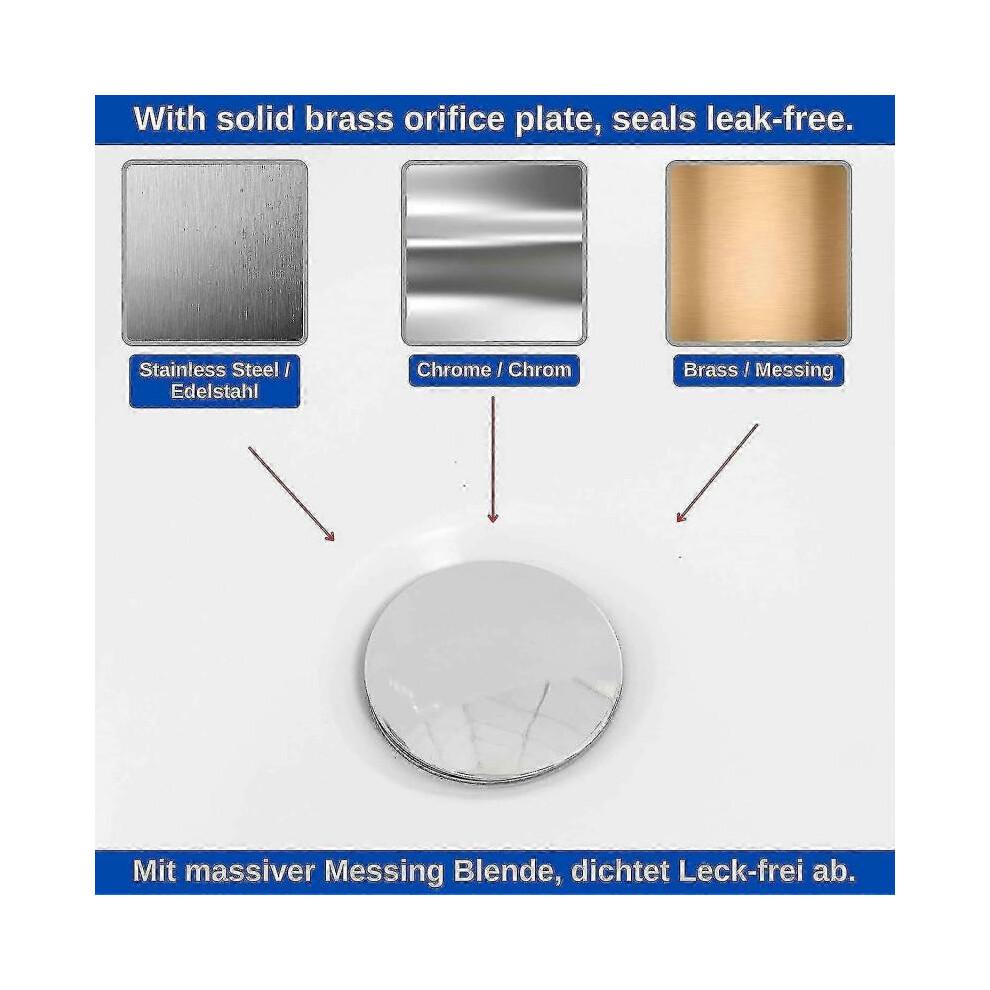 Bath Stopper, 70 Mm, with Double Seal, Height Adjustable, Universal Bath Stopper, Sink Valve, Hardened Brass with Chrome Finish
