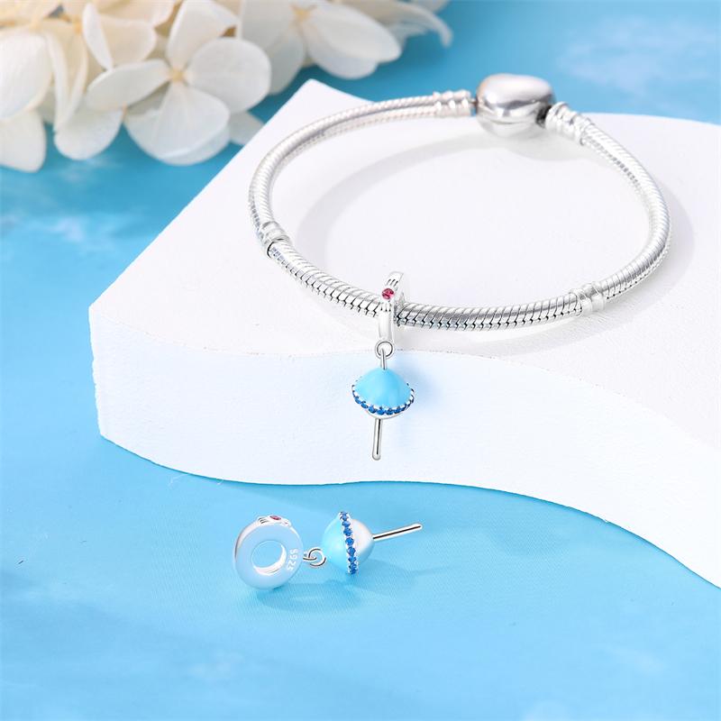 Orijinal Bakır Takılar Lüks Mavi Lolipop Kolye Uçları Bileklik İçin Uygun Kendin Yap Kadınlar Hassas Hediye Yapımı