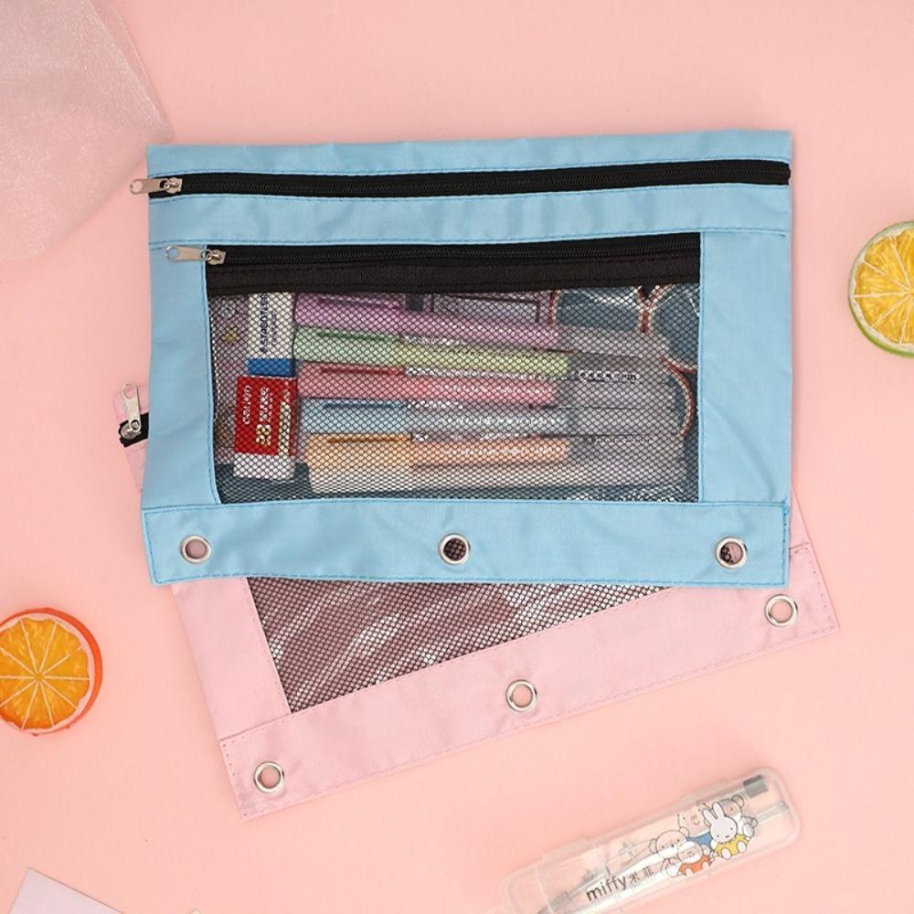 

Mesh Colorful Pencil Case Large-capacity Office Stationery Storage Bag Durable Pencil Bag