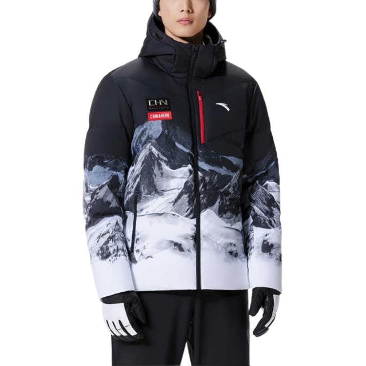 ANTA Down Jackets Men's Snowflake White/All Over Print Hooded Moderate Other 152347945-1