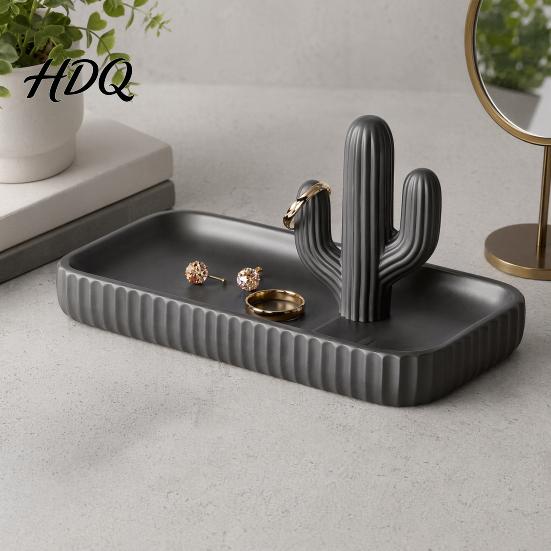 Stable Jewelry Organizer 3D Printed Cactus Tray Ring Dish Entryway Table Trays Decorative Trinket Tray for Rings Necklaces Bracelets Keys Artistic