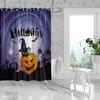 1pc Halloween Pumpkin Print Waterproof Shower Bathe Partition Privacy Hanging Curtain 12 Hooks Multiple Sizes Easy Installation